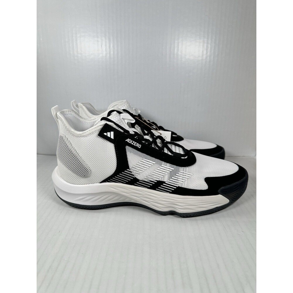 Size 11.5 Mens Adidas Adizero Select Team Basketball Shoes IE9322 White Black